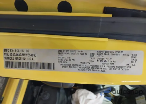2021 Jeep Wrangler Sport S 4X4 from USA, damaged, VIN 1C4GJXAG8MW654893